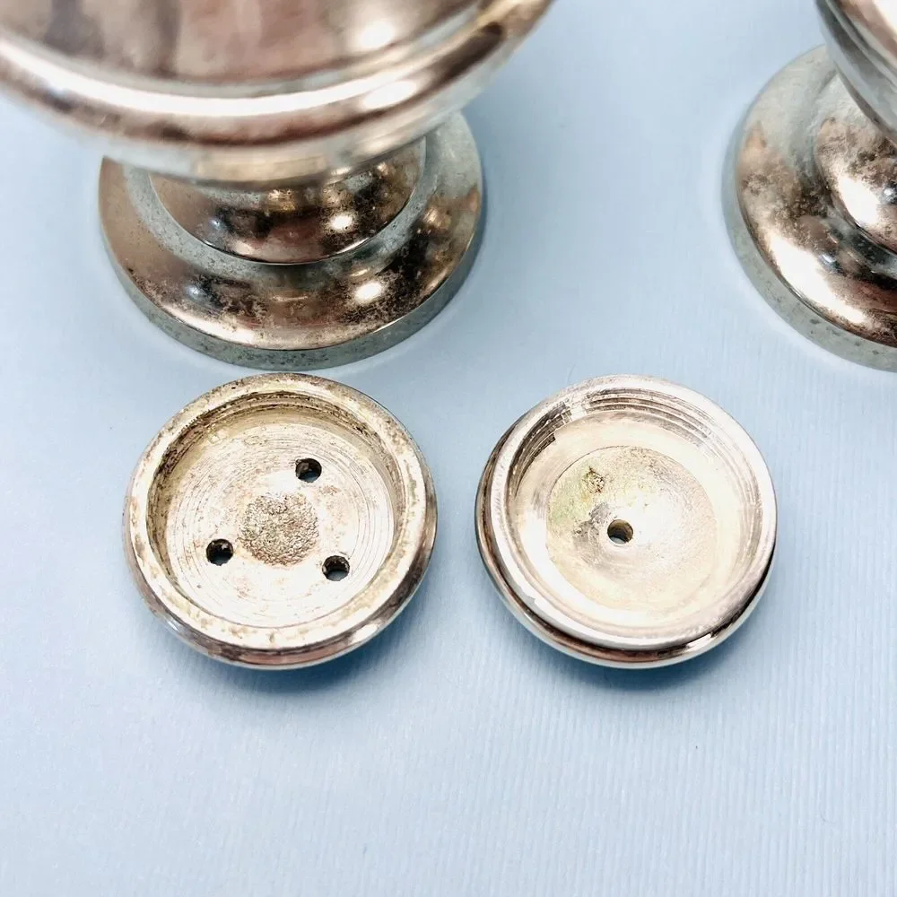 Vintage Art Deco Silver Plate Salt And Pepper Shaker Set‎ 3.75